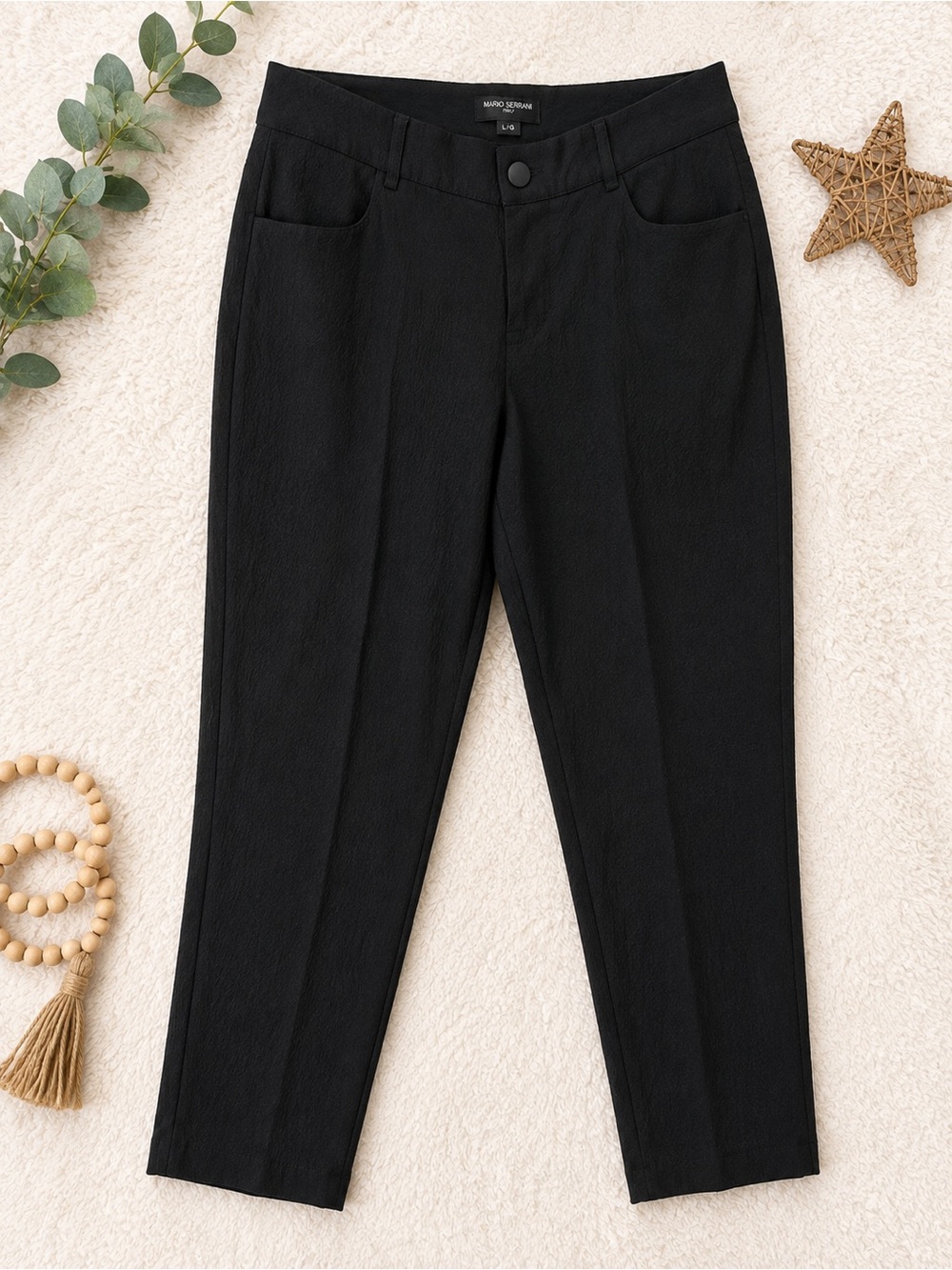 Mario Serrani Italy Women’s Black Stretch Slim Straight Leg Pants Size L/G